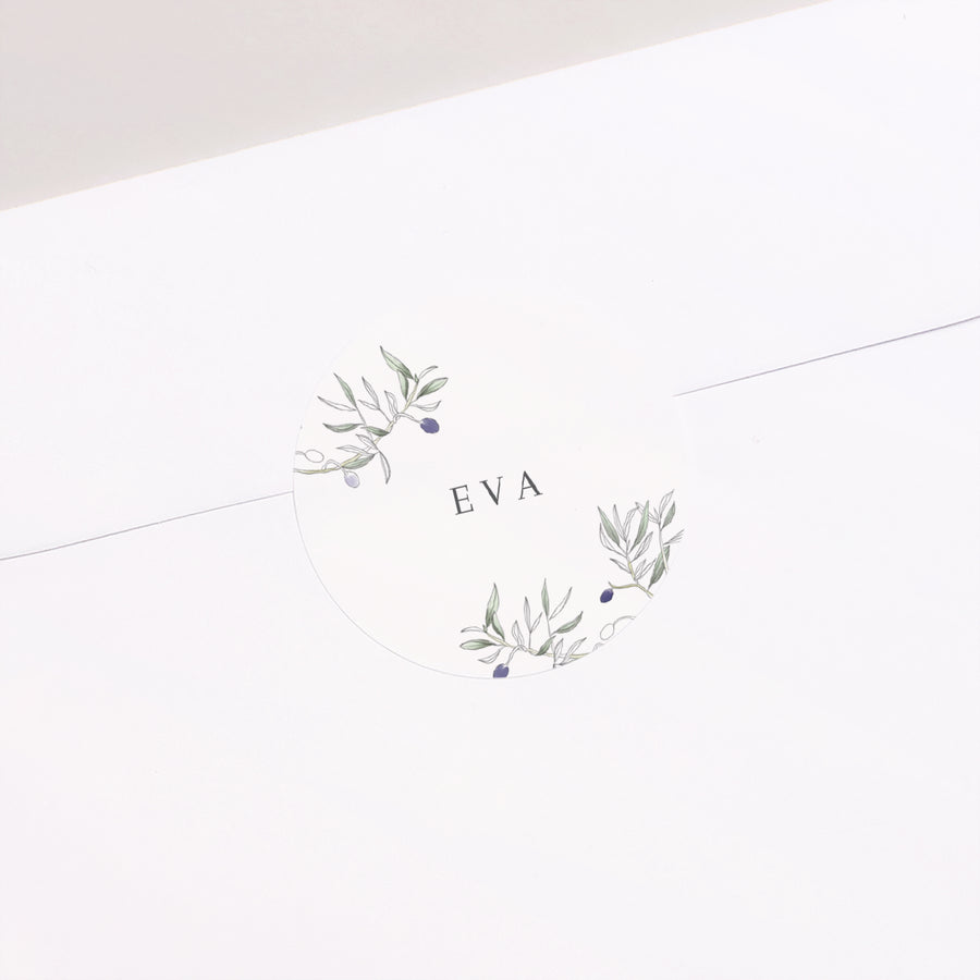 Sticker Konfirmation Rund Der Olivenbaum und die Taube foto