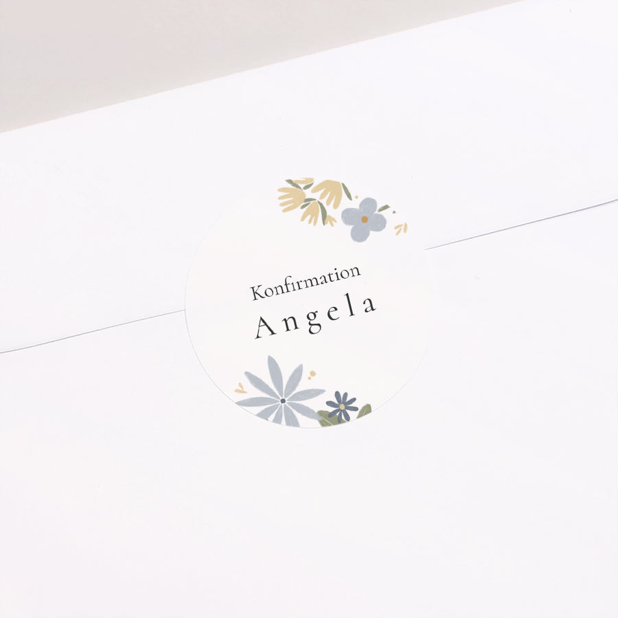 Sticker Konfirmation Rund Blumenstrauß foto