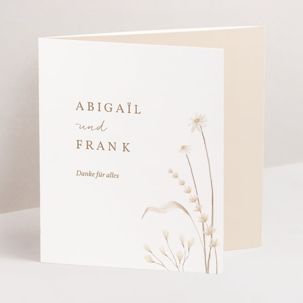 Dankeskarte Hochzeit Asymmetrisches Triptychon Wilde Blumen foto