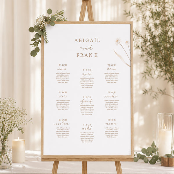 Sitzplan Hochzeit Porträt Wilde Blumen foto