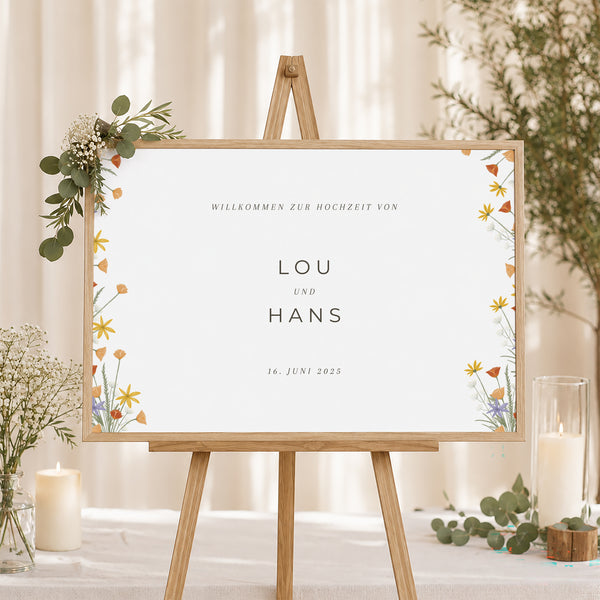 Begrüßungstafel Hochzeit Landschaft 90 x 60 cm foto