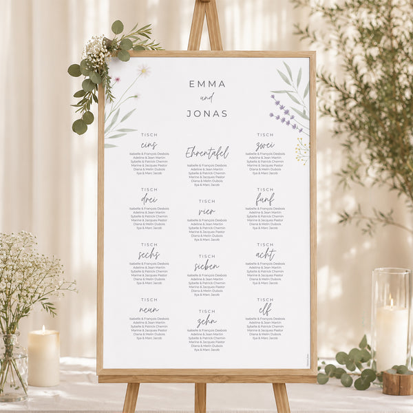 Sitzplan Hochzeit Porträt Blühende Landschaften foto