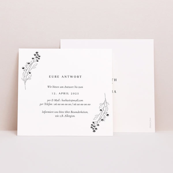 Antwortkarte Hochzeit Quadrat foto