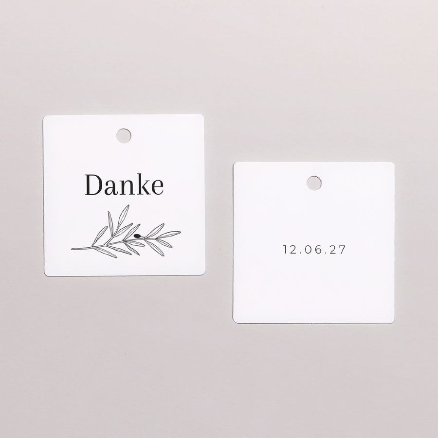 Vorgelochtes Etikett Hochzeit quadratisch foto