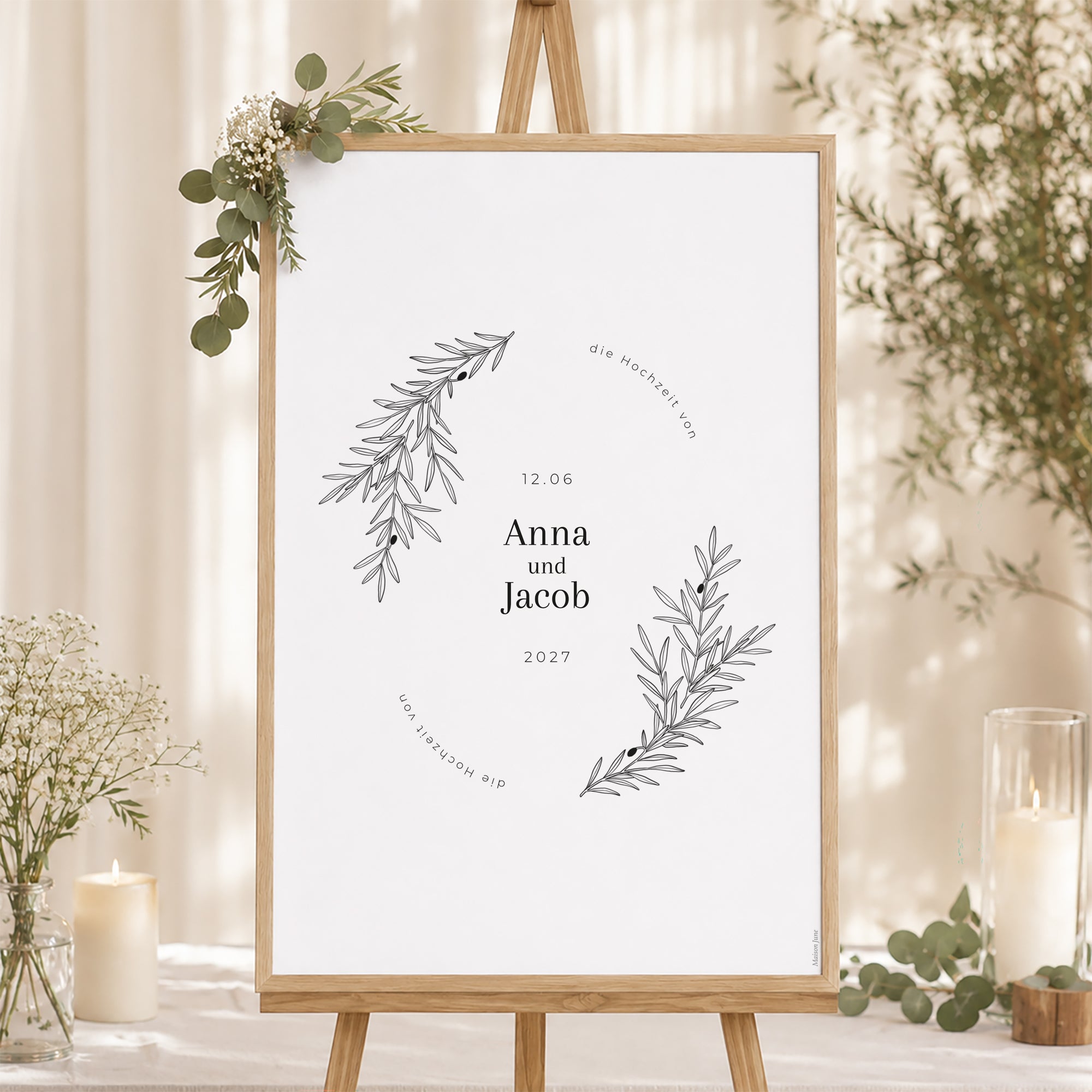 Begrüßungstafel Hochzeit Porträt 60 x 90 cm foto N° 1
