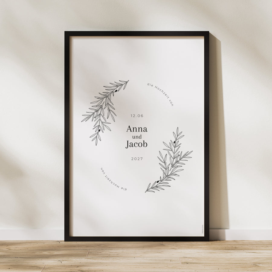 Begrüßungstafel Hochzeit Porträt 60 x 90 cm foto