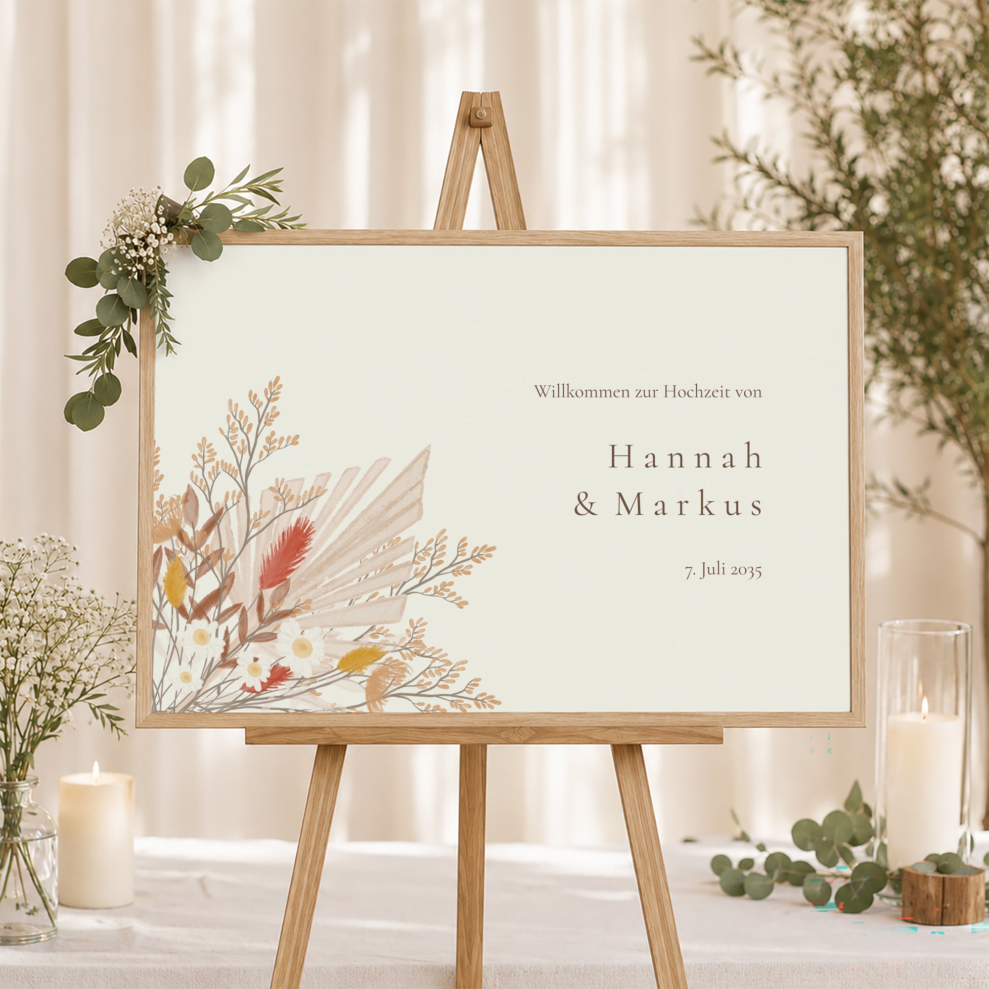 Begrüßungstafel Hochzeit Landschaft 90 x 60 cm Böhmischer Blumenstrauß foto N° 1