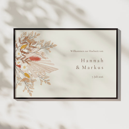 Begrüßungstafel Hochzeit Landschaft 90 x 60 cm Böhmischer Blumenstrauß foto