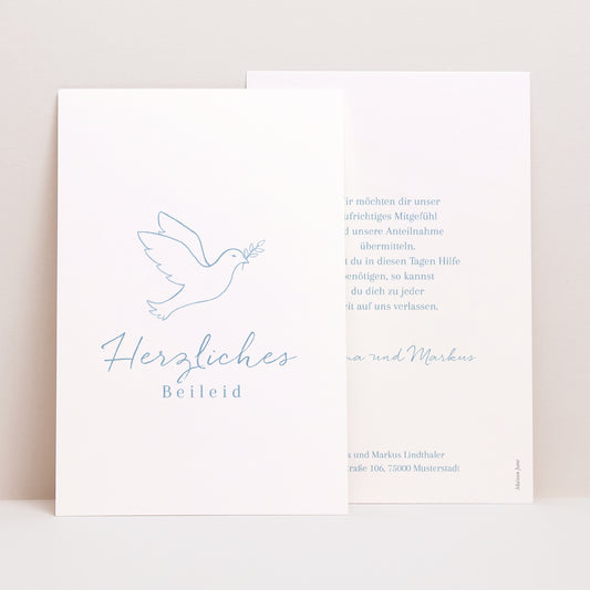 Kondolenzkarte Trauer PortraitPorträt Der Flug der Taube foto