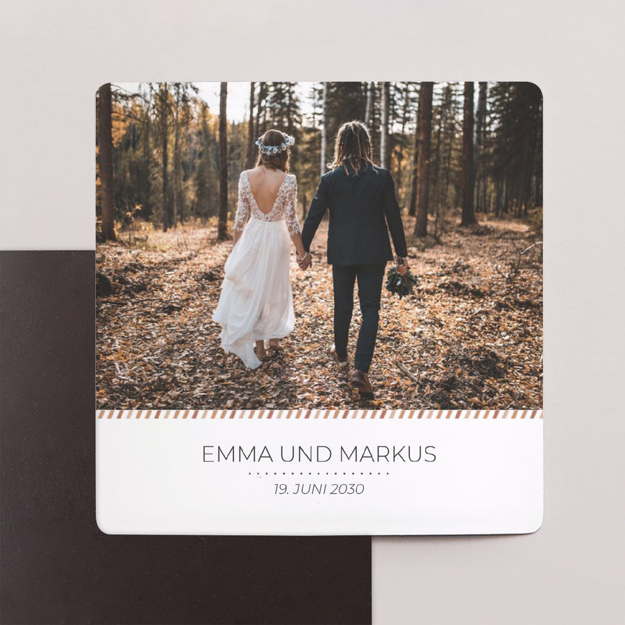 Dankeskarte Hochzeit Satz von 9, magnetisch. Die Reise eines Lebens foto