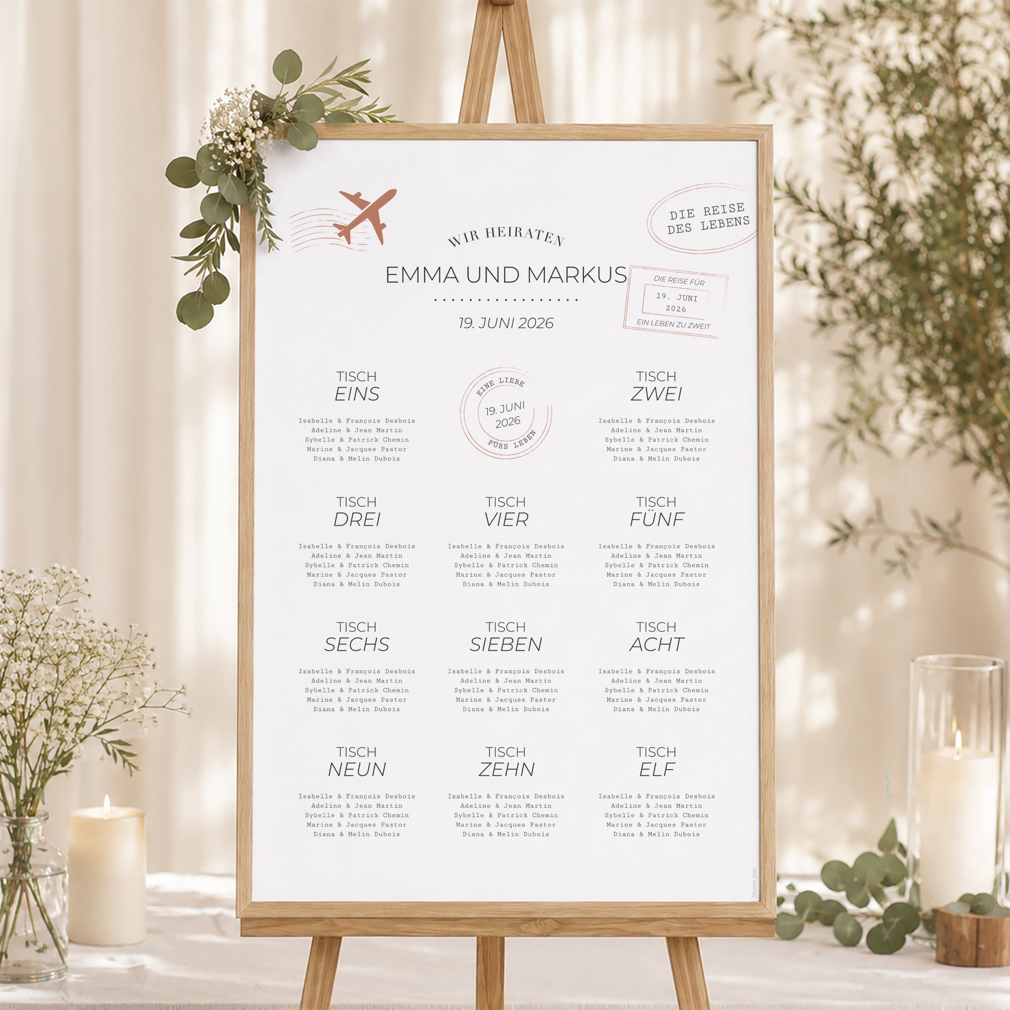 Sitzplan Hochzeit Porträt 60 x 90 cm Die Reise eines Lebens foto N° 1