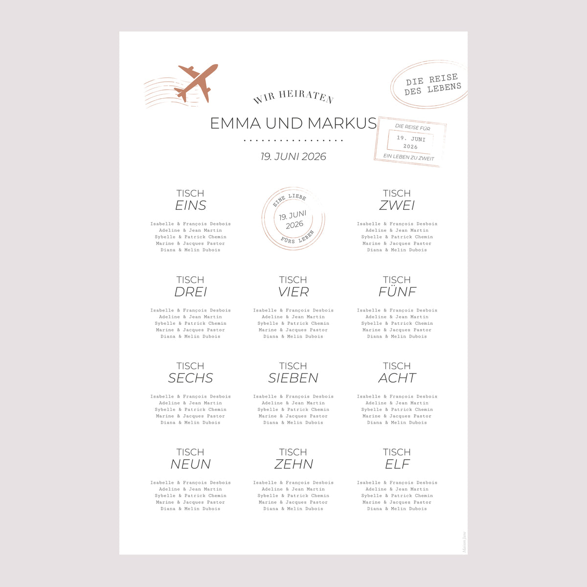 Sitzplan Hochzeit Porträt 60 x 90 cm Die Reise eines Lebens foto N° 2