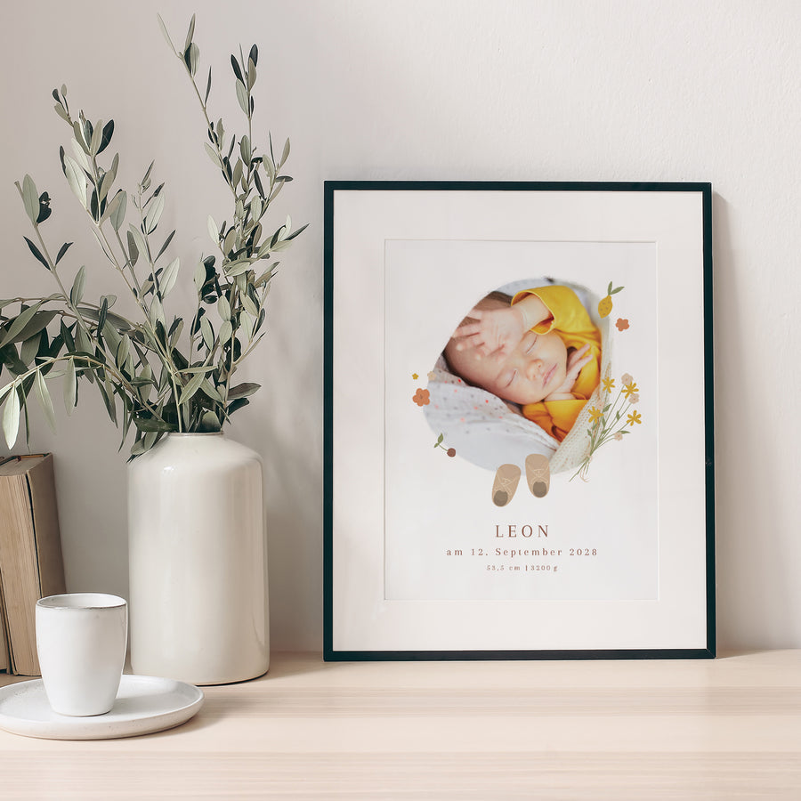 Poster Geburt Porträt Kleine Schritte auf dem Markt foto