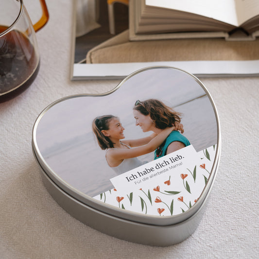 Metalldose Objekte Herz Tulpen foto