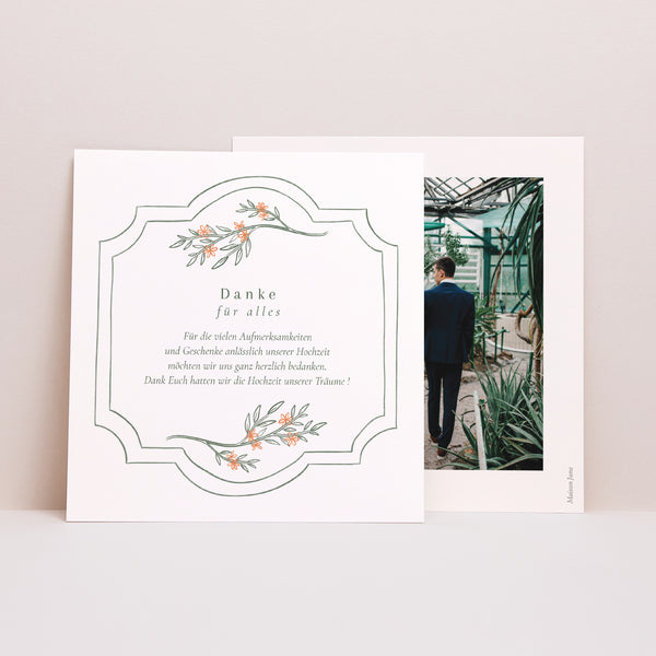 Dankeskarte Hochzeit Quadrat Pflanzenrahmen II foto