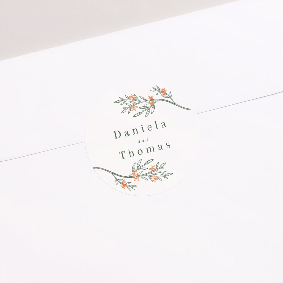 Sticker Hochzeit Rund Pflanzenrahmen II foto