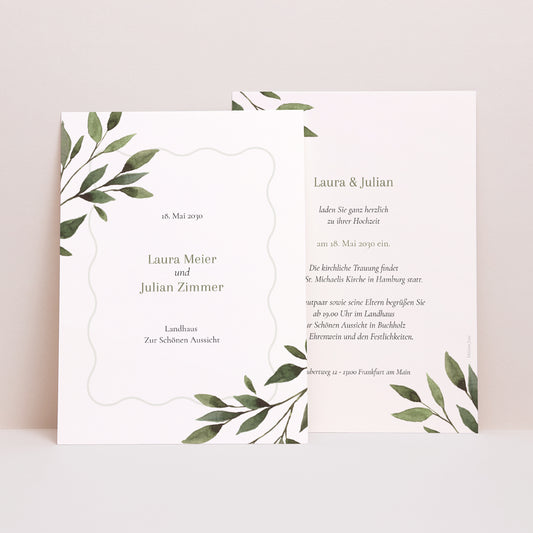 Hochzeitseinladung Pflanzliche Wellenbewegung foto