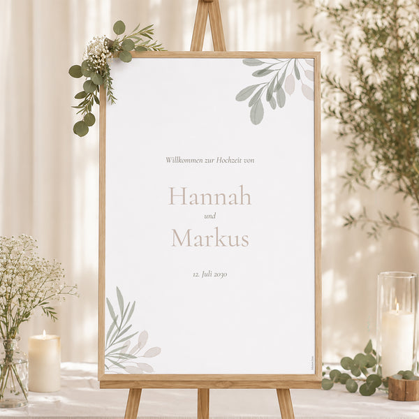 Begrüßungstafel Hochzeit Porträt 60 x 90 cm foto