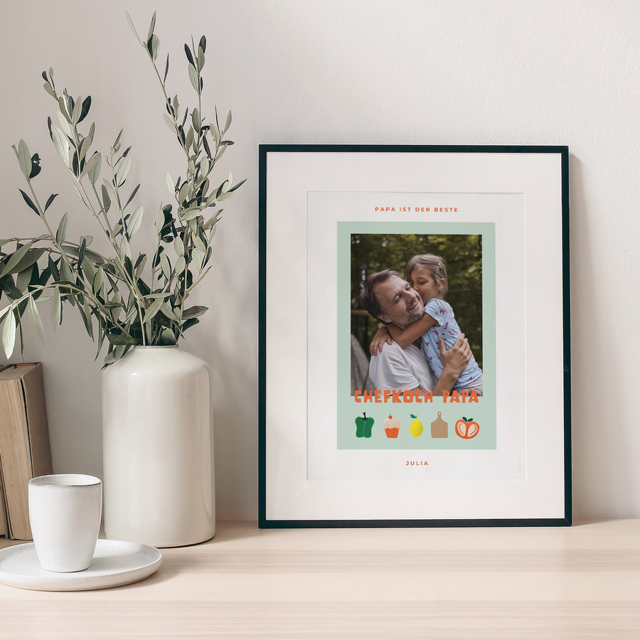 Poster Objekte Porträt Papa kocht foto
