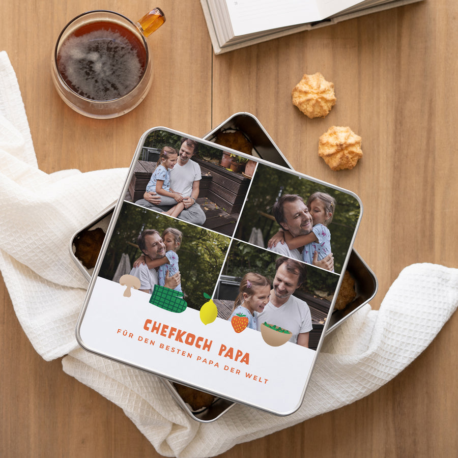 Metalldose Objekte Quadratisch Papa kocht foto