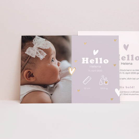 Geburtskarte Landschaft Motiv Herzvergoldung foto