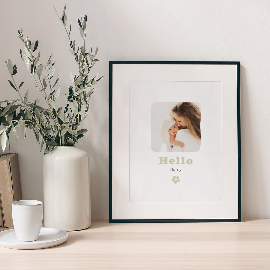 Poster Geburt Porträt Blumenmuster Vergoldung foto