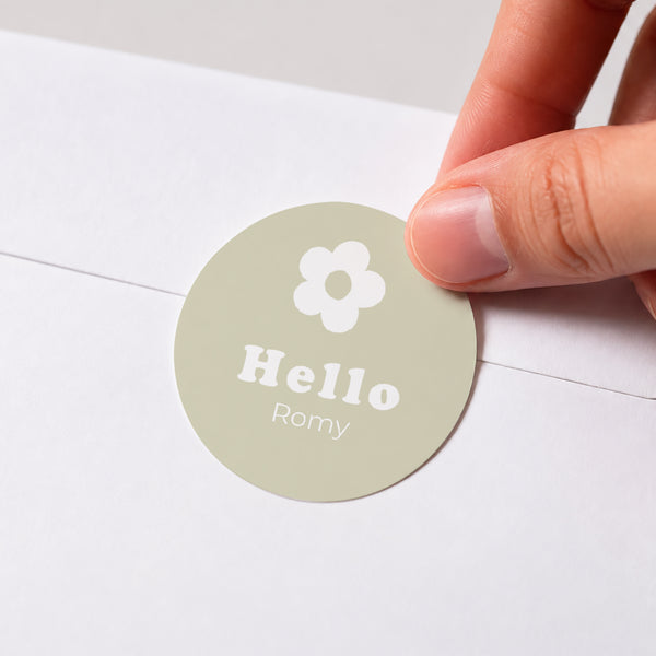 Sticker Geburt Rund Blumenmuster Vergoldung foto