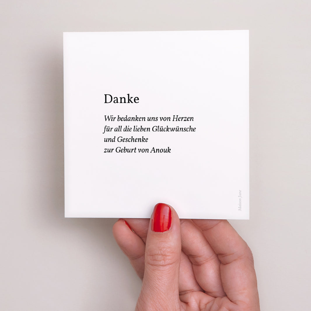 Dankeskarte Geburt Quadrat Schmusetücher und Rasseln foto N° 3