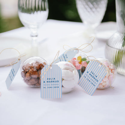 Geschenkbox Hochzeit Ball mit Wimpel-Etikett Liebe am Strand foto N° 2