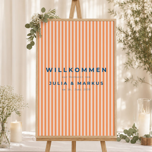 Begrüßungstafel Hochzeit Porträt 60 x 90 cm Liebe am Strand foto