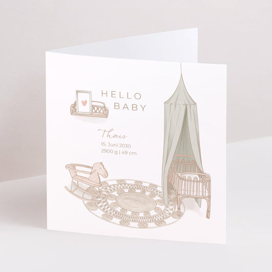 Geburtskarte Doppelflügiges Quadrat Stille Nacht foto