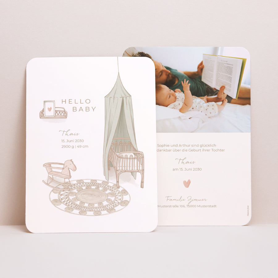 Geburtskarte Porträt, abgerundete Kanten Stille Nacht foto