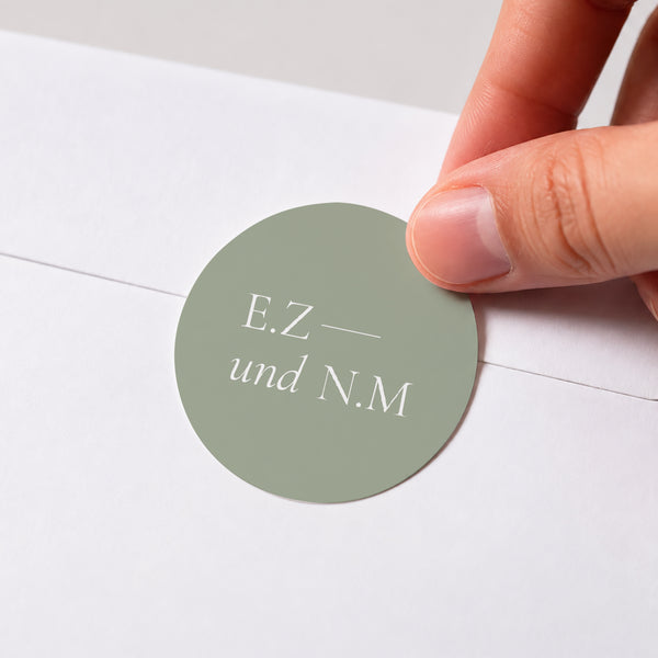 Sticker Hochzeit Rund Grüntöne foto