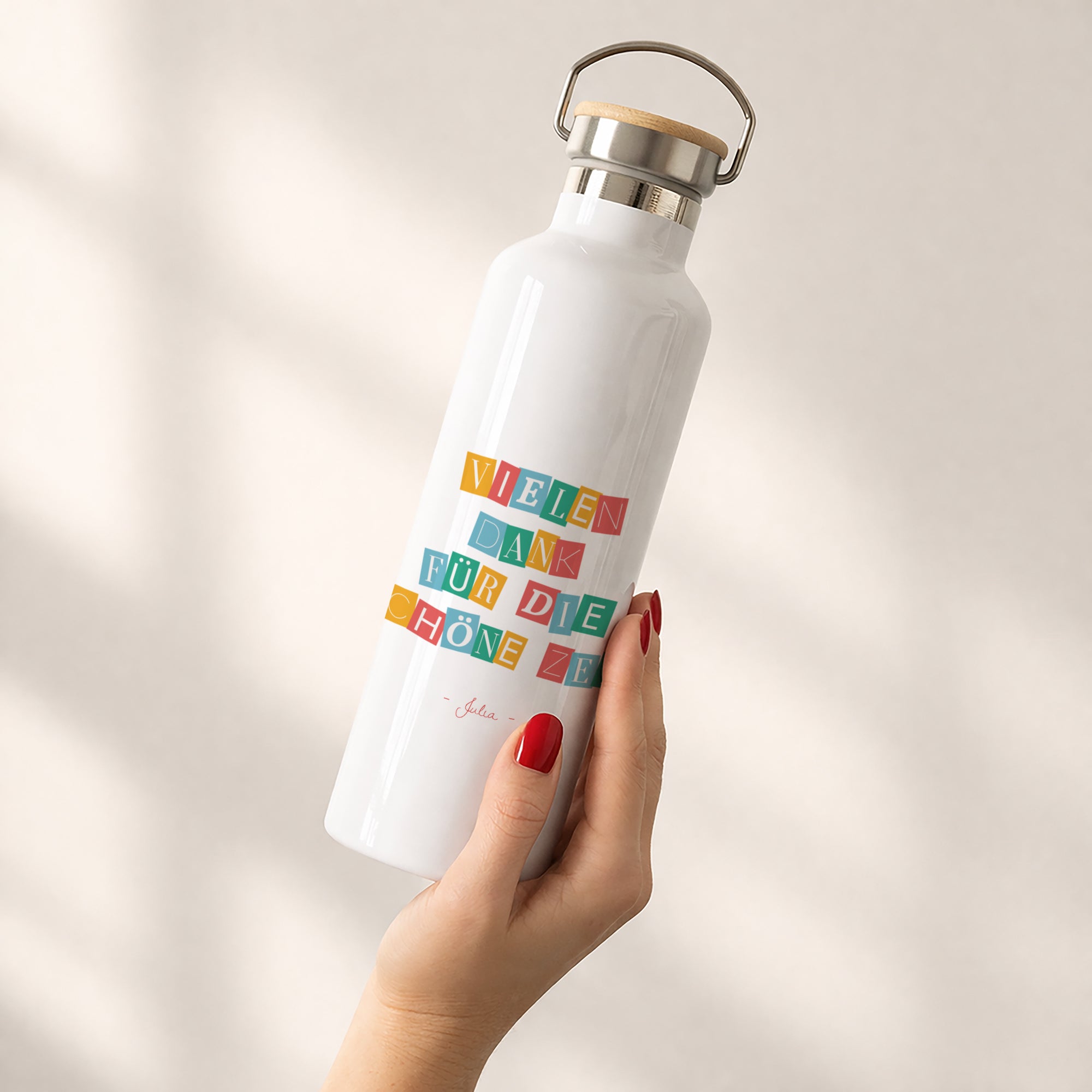 Trinkflasche Objekte 75 cl Danke bunt foto N° 2