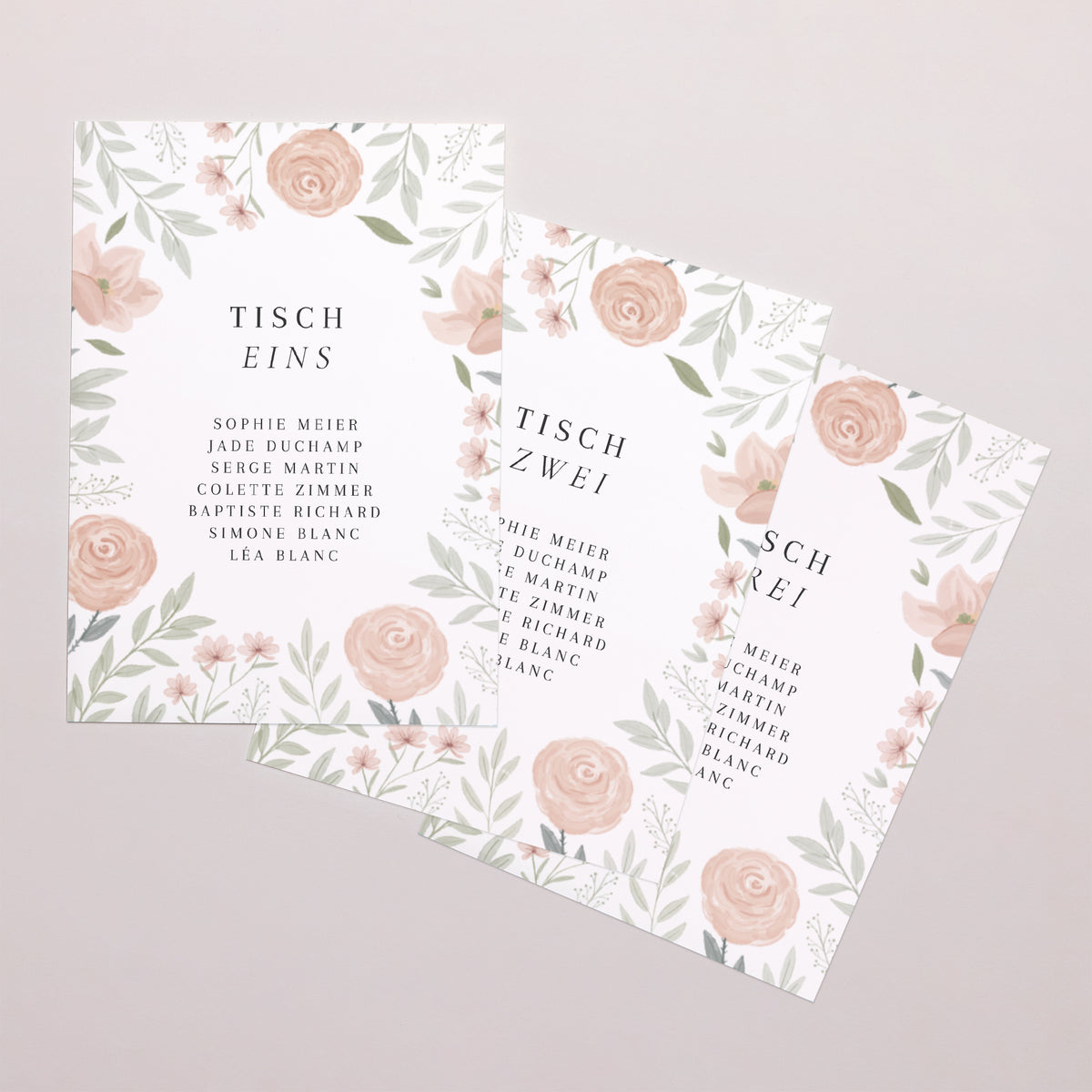 Tischnummern Hochzeit Rechteck Floral eingerahmt foto