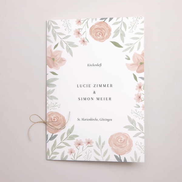 Kirchenheft Hochzeit Doppelflügel Floral eingerahmt foto