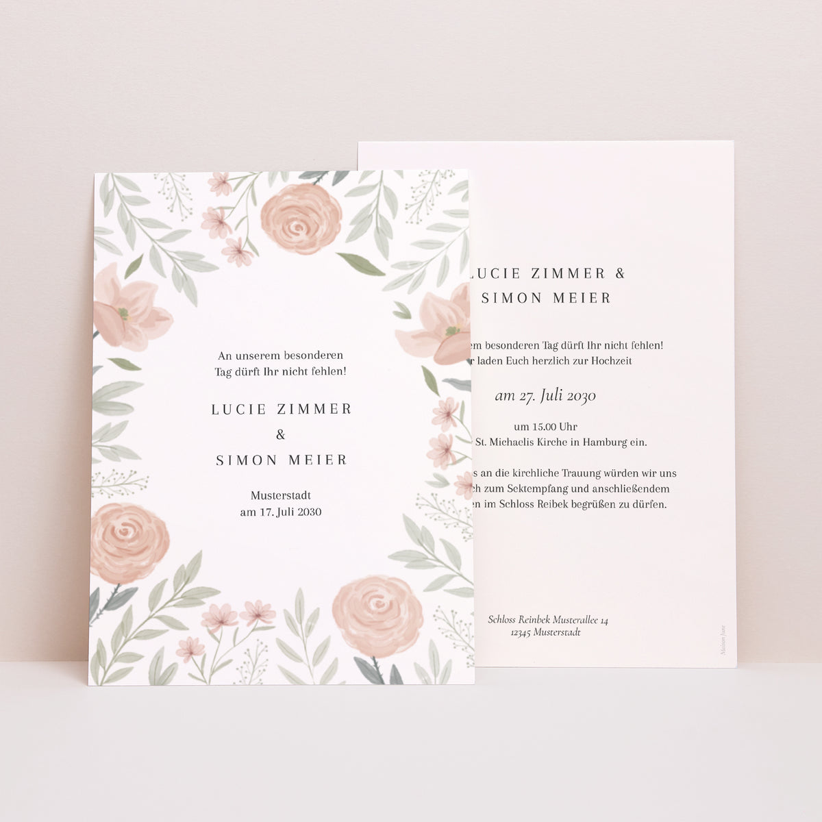 Hochzeitseinladung Floral eingerahmt foto