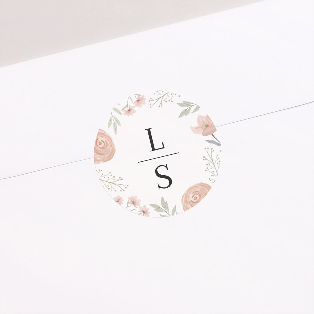 Sticker Hochzeit Rund Floral eingerahmt foto N° 1