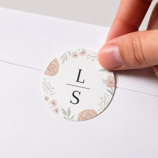 Sticker Hochzeit Rund Floral eingerahmt foto