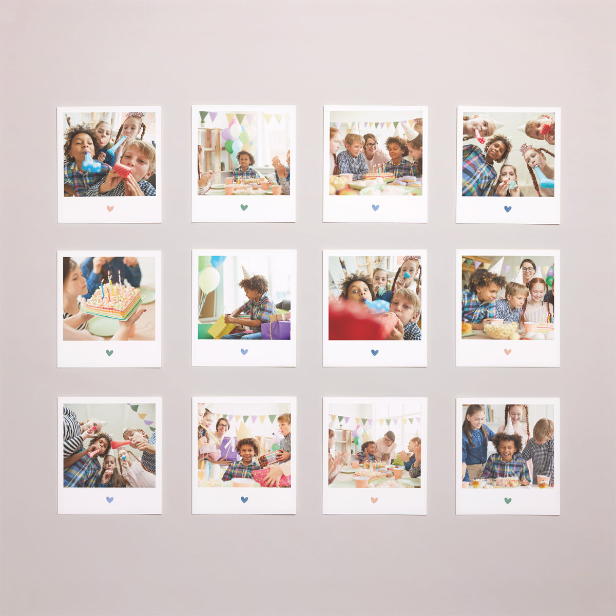Fotoabzug Kindergeburtstag Pack von 12 Herz in Farbe foto