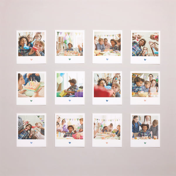 Fotoabzug Kindergeburtstag Pack von 12 Herz in Farbe foto