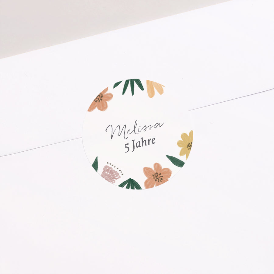Sticker Kindergeburtstag Rund Blumen foto