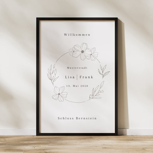 Begrüßungstafel Hochzeit Porträt 60 x 90 cm foto