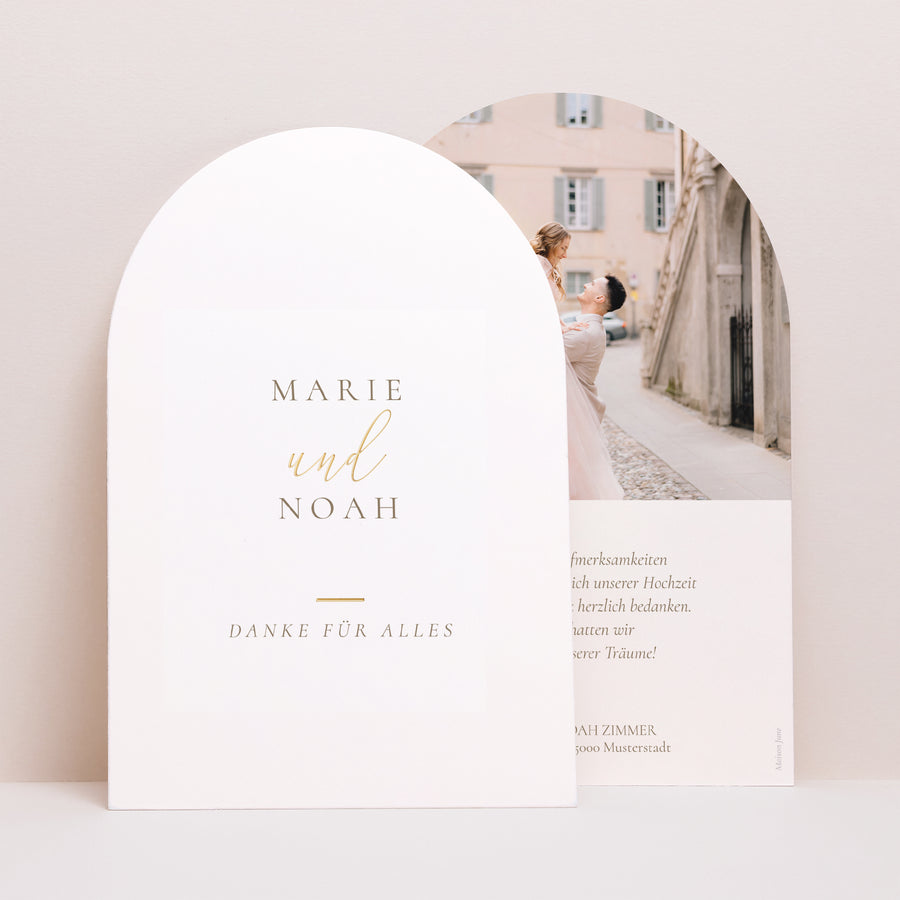 Dankeskarte Hochzeit Arche Elegante Vergoldung foto