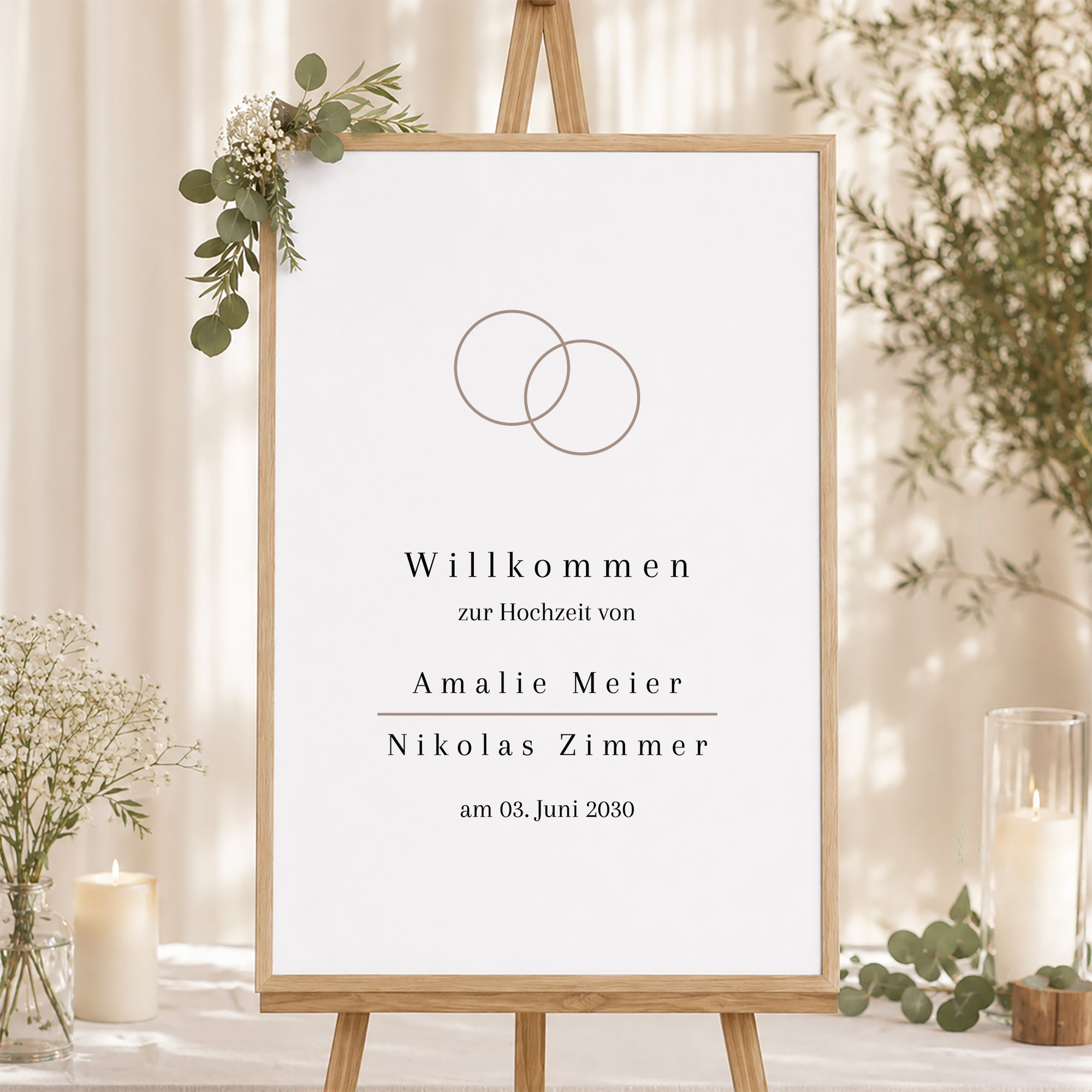 Begrüßungstafel Hochzeit Porträt 60 x 90 cm foto N° 1