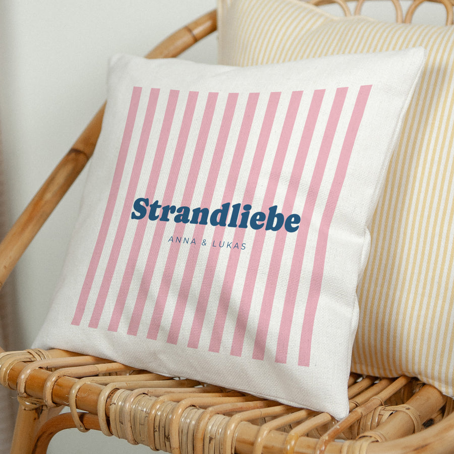 Kissen Objekte Natürliche Beige Liebe am rosa Strand foto