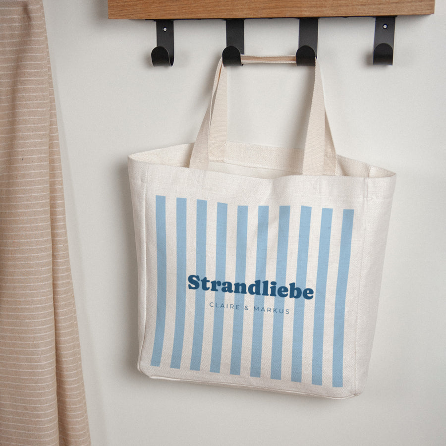 Tote bag Objekte Tragehenkel Liebe am blauen Strand foto