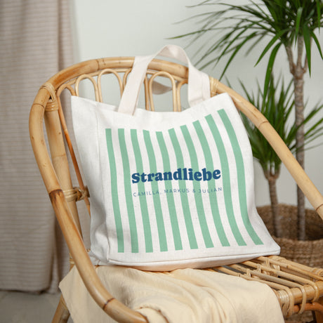 Tote bag Objekte Tragehenkel Liebe am grünen Strand