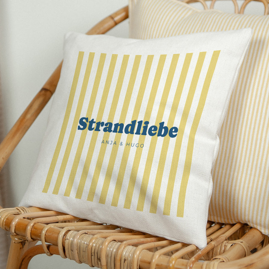 Kissen Objekte Natürliche Beige Liebe am gelben Strand foto