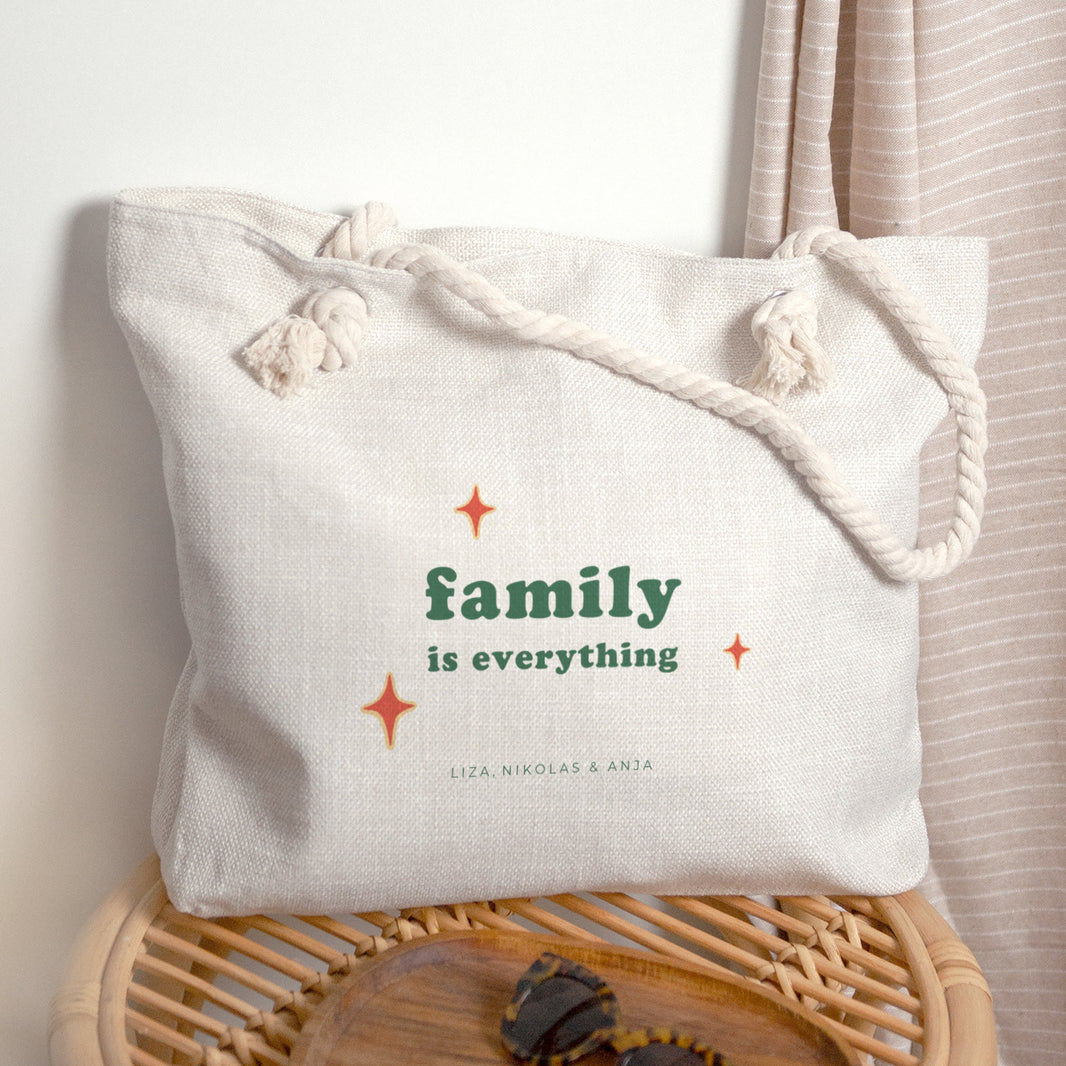 Strandtasche Objekte Griff in Seil Family is everything foto N° 1